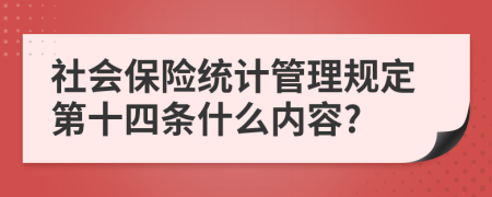 社会保险统计管理规定第十四条什么内容?