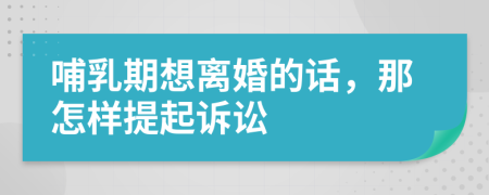 哺乳期想离婚的话，那怎样提起诉讼