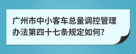 广州市中小客车总量调控管理办法第四十七条规定如何?