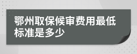 鄂州取保候审费用最低标准是多少