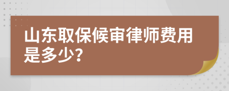 山东取保候审律师费用是多少？