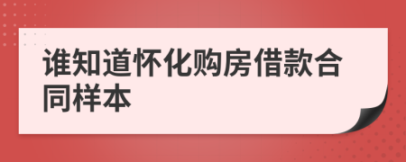 谁知道怀化购房借款合同样本