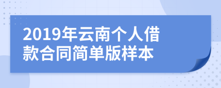 2019年云南个人借款合同简单版样本
