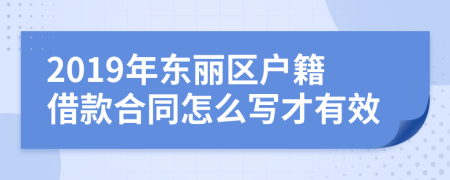 2019年东丽区户籍借款合同怎么写才有效