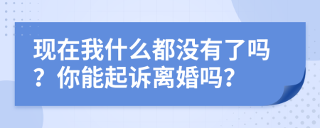 现在我什么都没有了吗？你能起诉离婚吗？