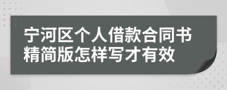 宁河区个人借款合同书精简版怎样写才有效