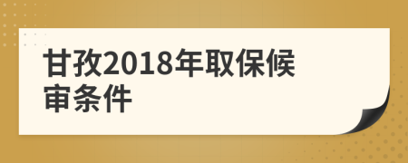 甘孜2018年取保候审条件