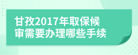 甘孜2017年取保候审需要办理哪些手续