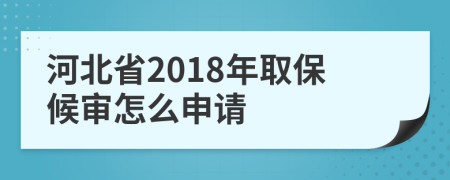 河北省2018年取保候审怎么申请