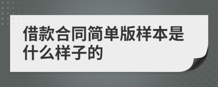 借款合同简单版样本是什么样子的