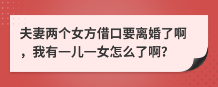 夫妻两个女方借口要离婚了啊，我有一儿一女怎么了啊？