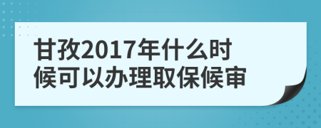 甘孜2017年什么时候可以办理取保候审