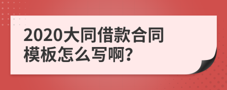 2020大同借款合同模板怎么写啊？