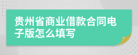 贵州省商业借款合同电子版怎么填写