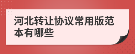 河北转让协议常用版范本有哪些