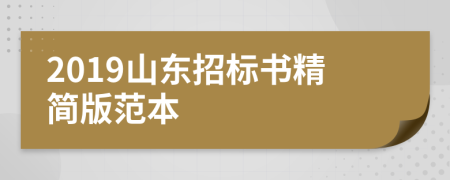 2019山东招标书精简版范本
