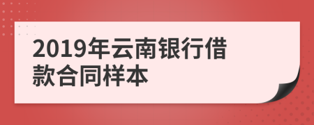 2019年云南银行借款合同样本