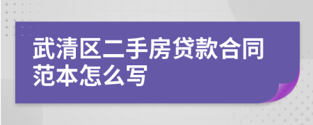 武清区二手房贷款合同范本怎么写