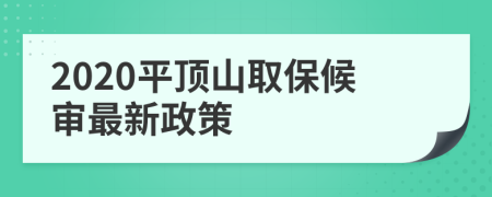 2020平顶山取保候审最新政策