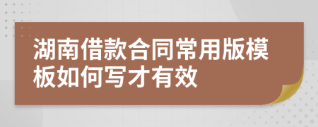 湖南借款合同常用版模板如何写才有效