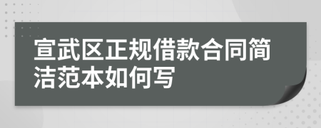 宣武区正规借款合同简洁范本如何写