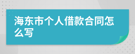 海东市个人借款合同怎么写