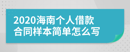 2020海南个人借款合同样本简单怎么写