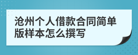 沧州个人借款合同简单版样本怎么撰写