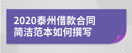 2020泰州借款合同简洁范本如何撰写