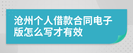 沧州个人借款合同电子版怎么写才有效