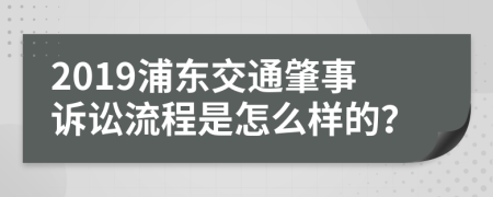 2019浦东交通肇事诉讼流程是怎么样的？