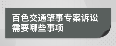 百色交通肇事专案诉讼需要哪些事项