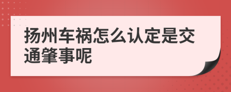 扬州车祸怎么认定是交通肇事呢