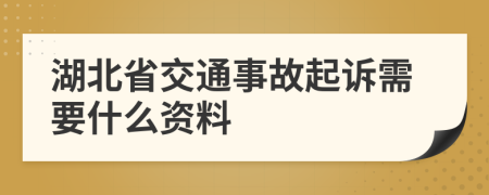 湖北省交通事故起诉需要什么资料