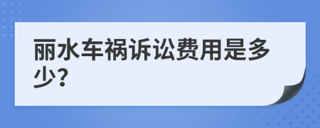 丽水车祸诉讼费用是多少？