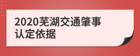 2020芜湖交通肇事认定依据