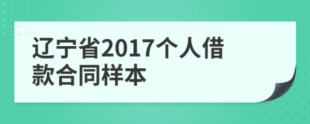 辽宁省2017个人借款合同样本