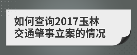 如何查询2017玉林交通肇事立案的情况