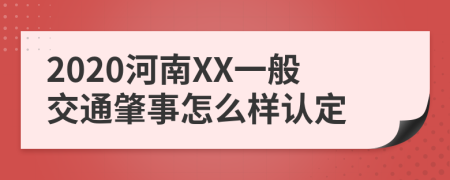 2020河南XX一般交通肇事怎么样认定