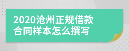 2020沧州正规借款合同样本怎么撰写