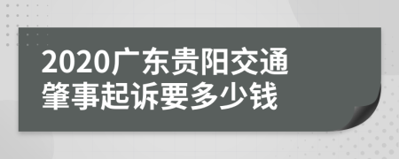 2020广东贵阳交通肇事起诉要多少钱