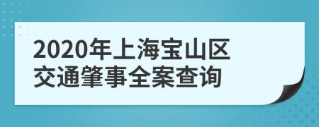 2020年上海宝山区交通肇事全案查询