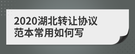 2020湖北转让协议范本常用如何写