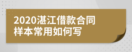 2020湛江借款合同样本常用如何写