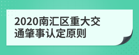 2020南汇区重大交通肇事认定原则