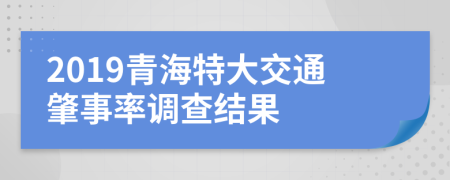 2019青海特大交通肇事率调查结果