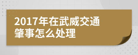 2017年在武威交通肇事怎么处理