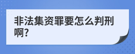 非法集资罪要怎么判刑啊?