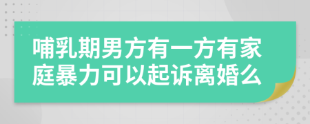 哺乳期男方有一方有家庭暴力可以起诉离婚么