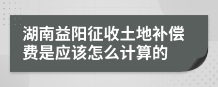 湖南益阳征收土地补偿费是应该怎么计算的